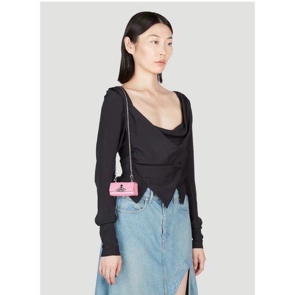 Vivienne Westwood Pink Lipstick Bag with Silver Chain - Picture 3 of 6